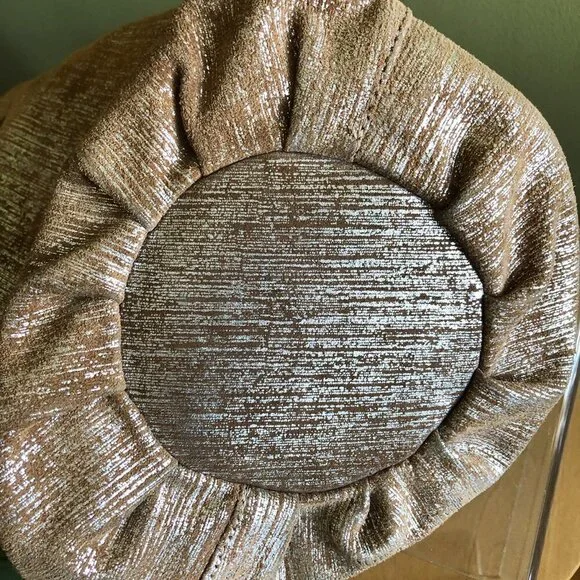 Marie Turnor Neutral Metallic Textured Drawstring Bucket Bag - Picture 6 of 7